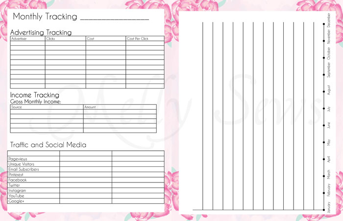 End of Month and Monthly Tracking - Get your blog or business on track for the year with a customized planner. Get the DIY and free printables here - Melly Sews