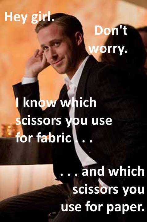 Ryan Gosling fabric scissors