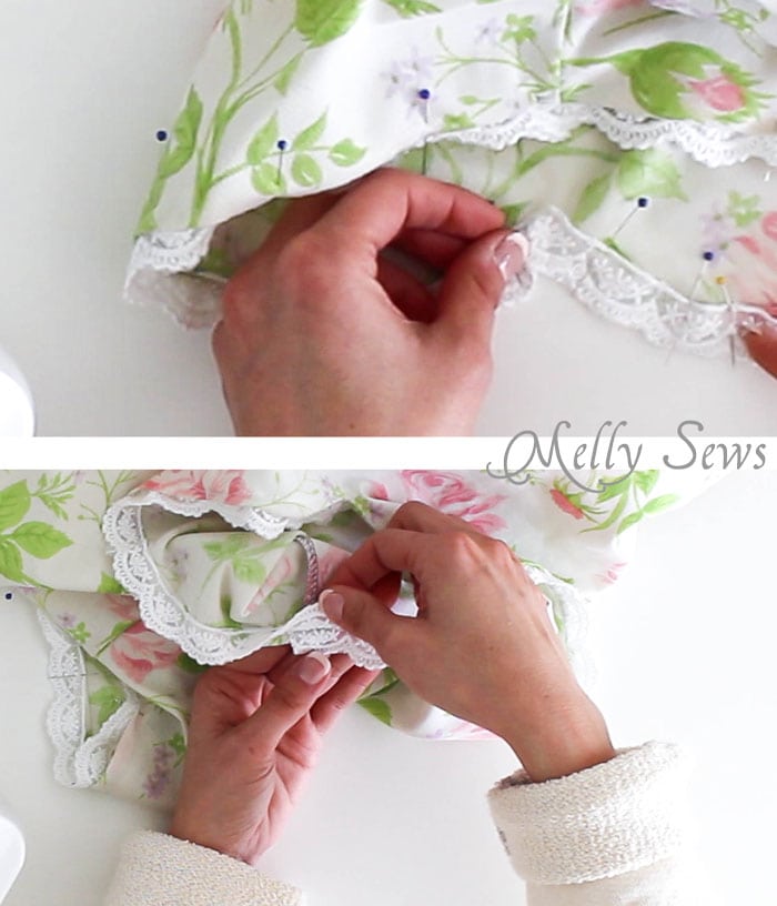 Step 7 - Sew Pajama Shorts with a Sweet Scallop detail - Free pattern and DIY tutorial on Melly Sews
