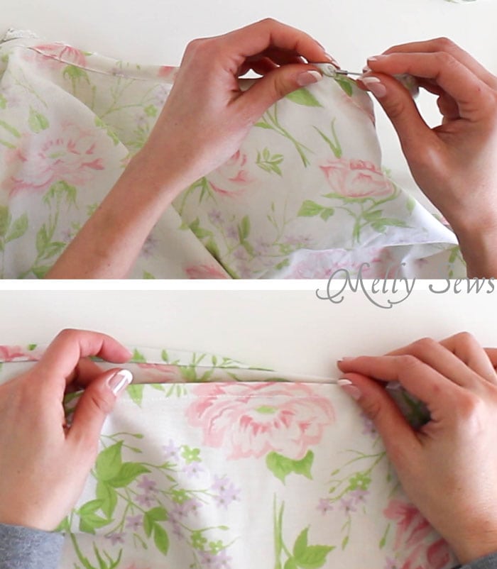 Step 5 - Sew Pillowcase Top Pajamas - DIY sewing tutorial from a vintage sheet - Melly Sews