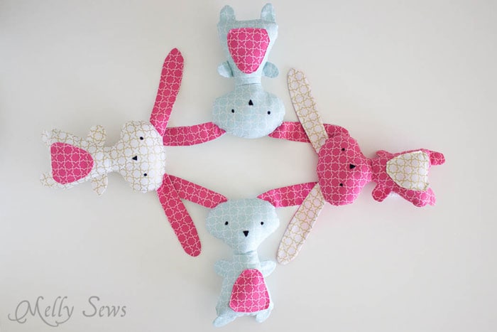 Cute Easter bunnies - Sew a Bunny - DIY Easter Bunny Tutorial - Free Pattern to sew this cute bunny - would make a great baby gift! - Melly Sews