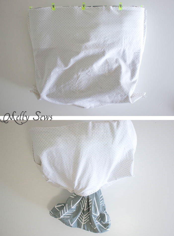 Turn a bag right side out - Sew a Rope Handled Tote - DIY Tote Tutorial - Melly Sews