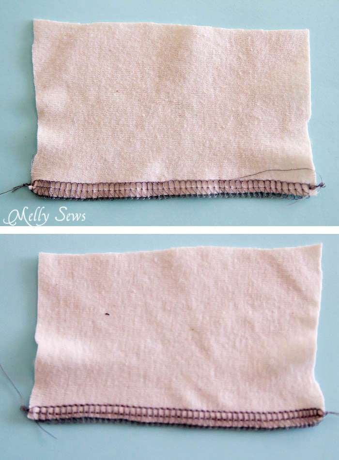 Serger stitch example - Sewing Machine vs Serger vs. Coverstitch - learn the differences between these machines to determine which ones you actually need and what to look for if you buy - Melly Sews