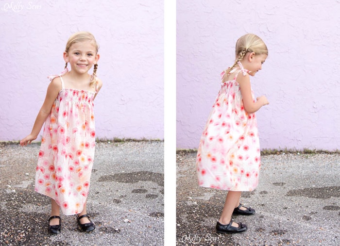 Side View - Sew an easy shirred sundress - so cute and quick! DIY sewing tutorial by Melly Sews for (30) Days of Sundresses