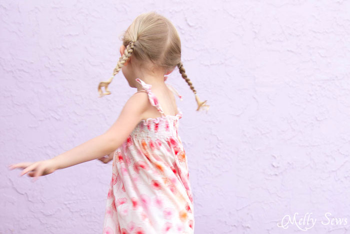 Twirling - Sew an easy shirred sundress - so cute and quick! DIY sewing tutorial by Melly Sews for (30) Days of Sundresses