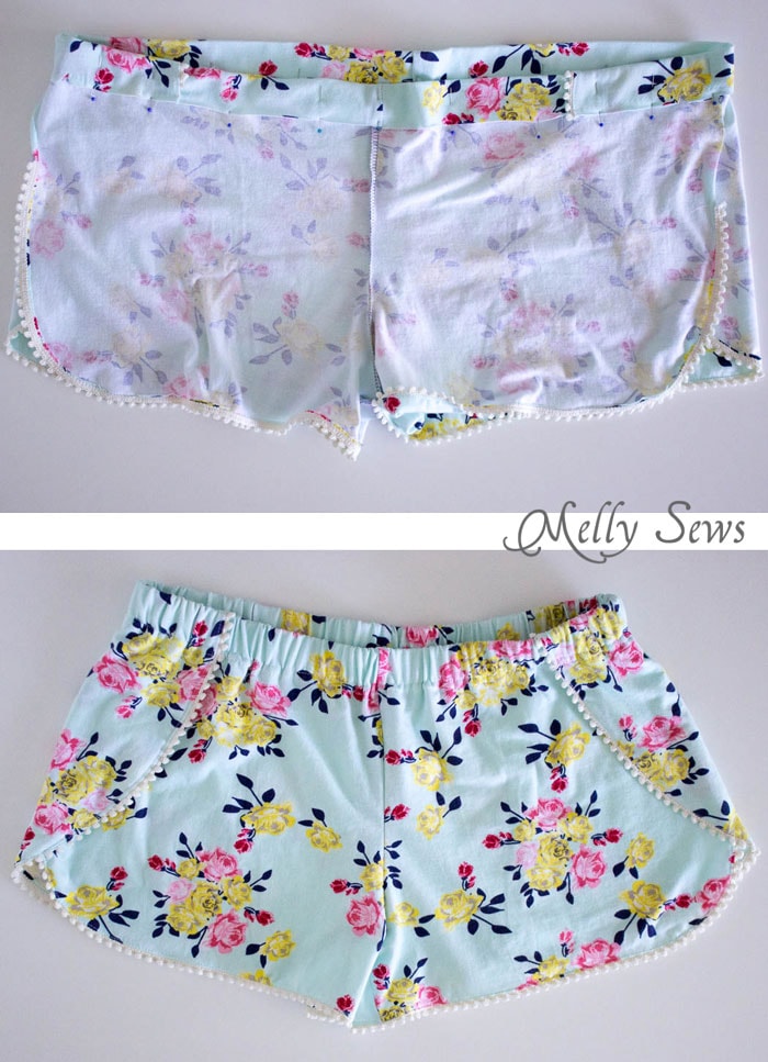 Step 4 - DIY Pom Pom Trim Shorts - These easy to make shorts are at home on the beach or at a concert. Sew boho shorts with this free pattern and tutorial by Melly Sews