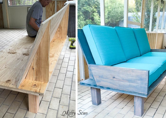Step 3 - Make a DIY outdoor sofa from plywood - love the minimalist lines! - Melly Sews