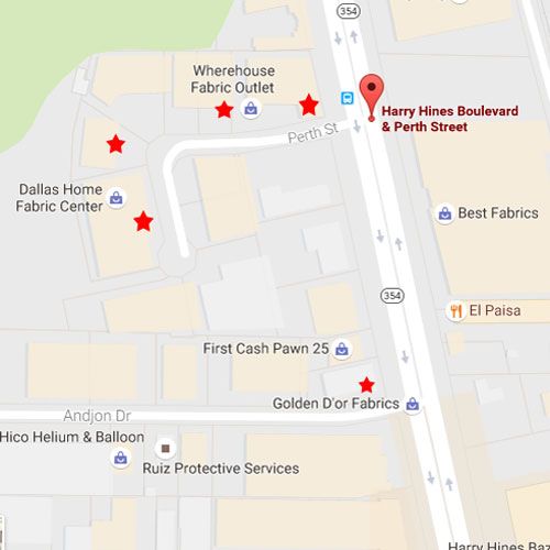 Map of Shops - Warehouse Fabric Shopping in Dallas - a Guide to Inexpensive Fabric - Melly Sews
