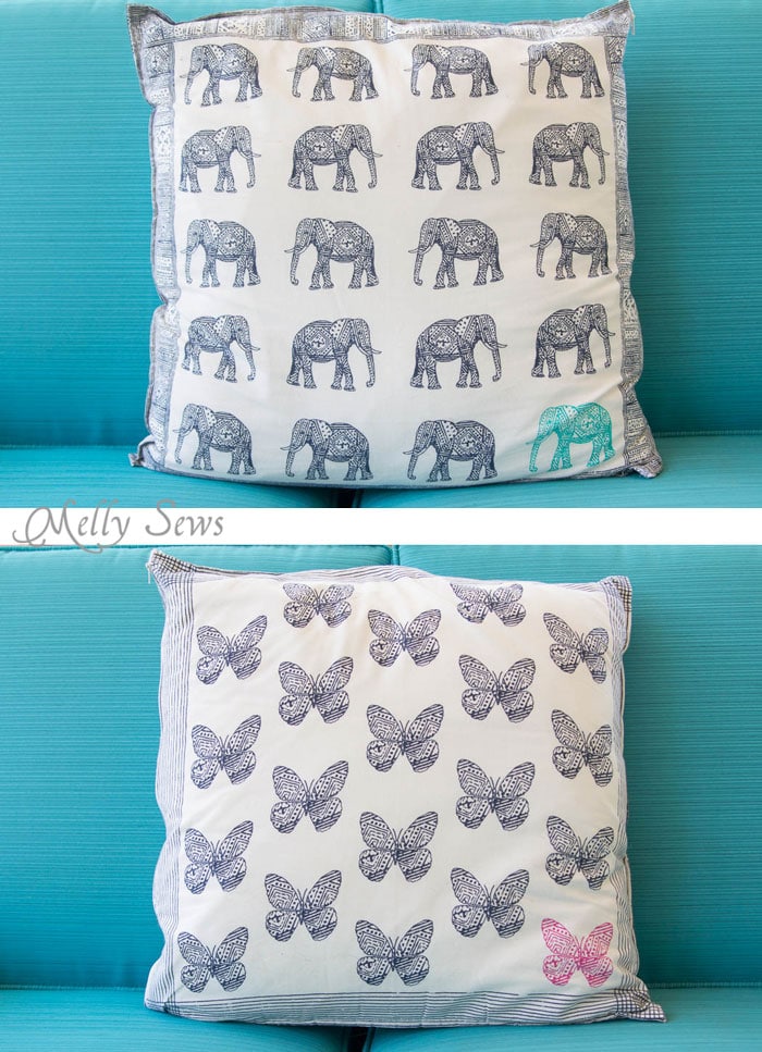 Pillow from dinner napkins - genius! So easy and so pretty! Sew decorative pillows from napkins and placemats - I would never have known that's what these are! DIY Tutorial by Melly Sews