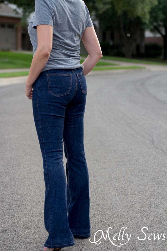 Rear view - Ginger Flares sewn by Melly Sews, pattern by Closet Case Files - Learn About Sewing Jeans