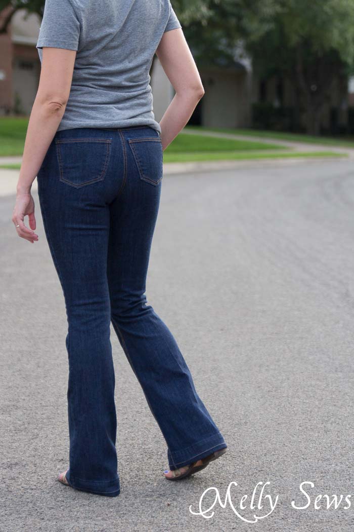 Jeans Back view - Ginger Flares sewn by Melly Sews, pattern by Closet Case Files - Learn About Sewing Jeans