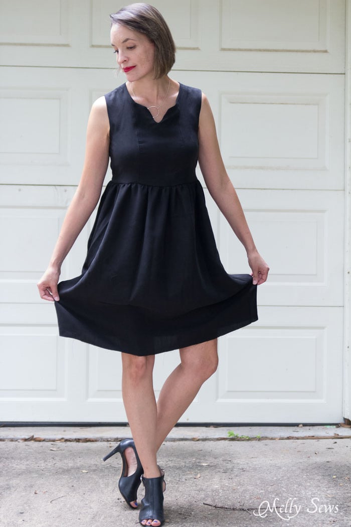 Style a Little Black Dress Sophisticated - How to Make a Dress Sleeveless - With a Lined Bodice - Sewing Tutorial by Melly Sews