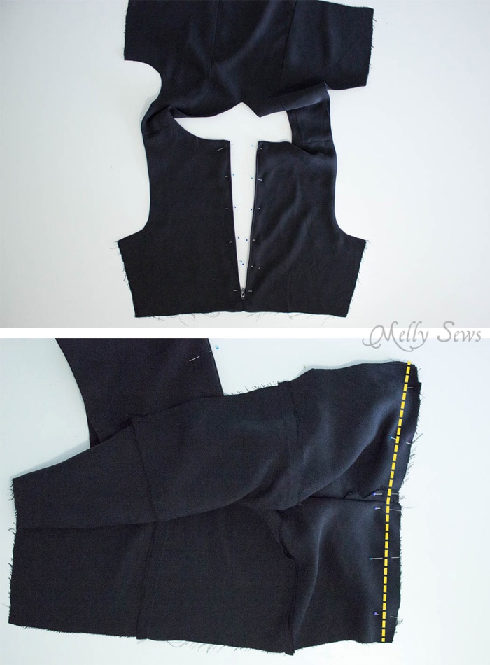 Step 3 - How to Sew a Sleeveless Dress - With a Lined Bodice - Sewing Tutorial by Melly Sews 
