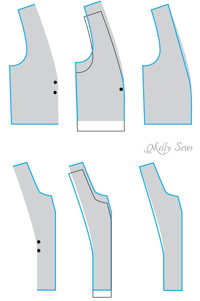 How to raise or lower the bust apex on a princess seamed pattern - Bust Apex Adjustment Tutorial - Melly Sews 