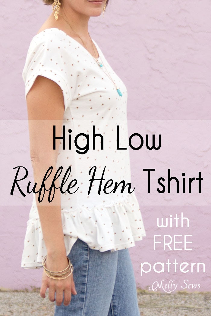 Make a ruffled hem tshirt - sew a t-shirt with a ruffle hem using this pattern and tutorial from Melly Sews