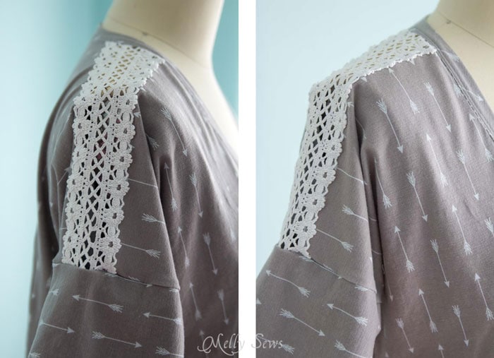 Lace detail on a sleeve - How to sew Lace Inset - Insert Lace in a Seam or anywhere else on a garment with this sewing technique - Melly Sews