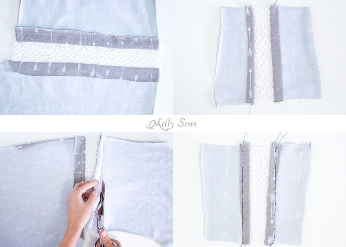 Inset lace steps - How to sew Lace Inset - Insert Lace in a Seam or anywhere else on a garment with this sewing technique - Melly Sews