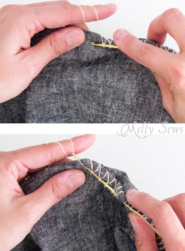 Step 1 - How to Knit on Fabric - Create a Knitted Lace Edging on Fabric - a DIY Tutorial by Melly Sews