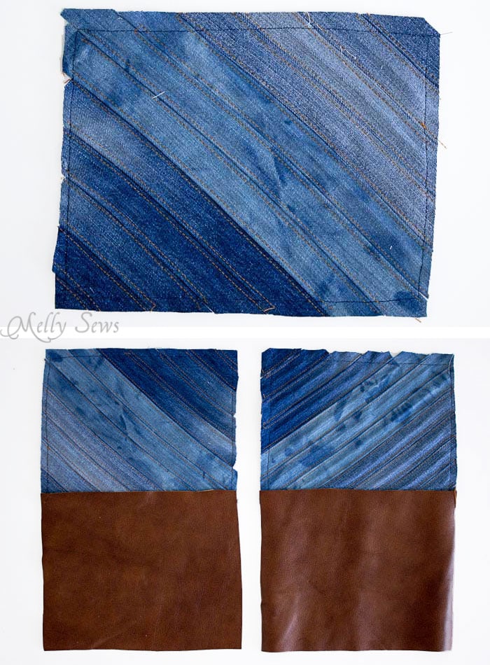 Step 2 - Upcycled Denim Cross Body Bag Tutorial - Great Way to Use Denim Scraps - Melly Sews