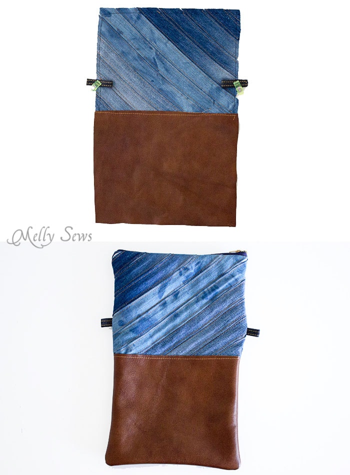 Step 3 - Upcycled Denim Cross Body Bag Tutorial - Great Way to Use Denim Scraps - Melly Sews