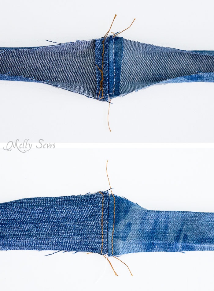 Step 4 - Upcycled Denim Cross Body Bag Tutorial - Great Way to Use Denim Scraps - Melly Sews