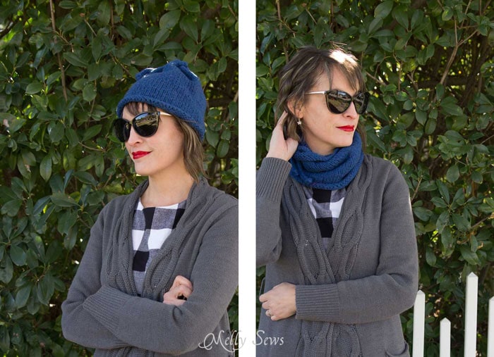 Wear it as a hat or as a cowl - Convertible Knit Hat to Knit Cowl - Free Knitting Pattern for this versatile accessory - Melly Sews