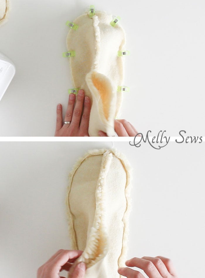 Step 2 - Sew Slippers - a Free Pattern and Video Tutorial to make these DIY Slippers for Men, Women, or Kids - Melly Sews