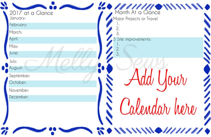 Yearly and Monthly Overviews - Get your blog or business on track for the year with a customized planner. Get the DIY and free printables here - Melly Sews