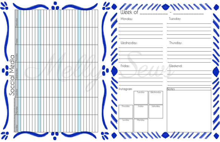 Social Media and Weekly To Do Lists - Get your blog or business on track for the year with a customized planner. Get the DIY and free printables here - Melly Sews