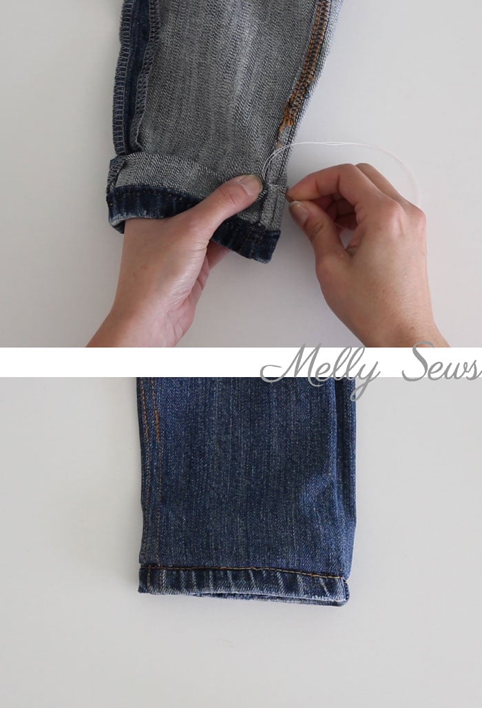 Step 4 - How to Hem Jeans - Use this method to keep the original hem and the wear and distress on it - Melly Sews