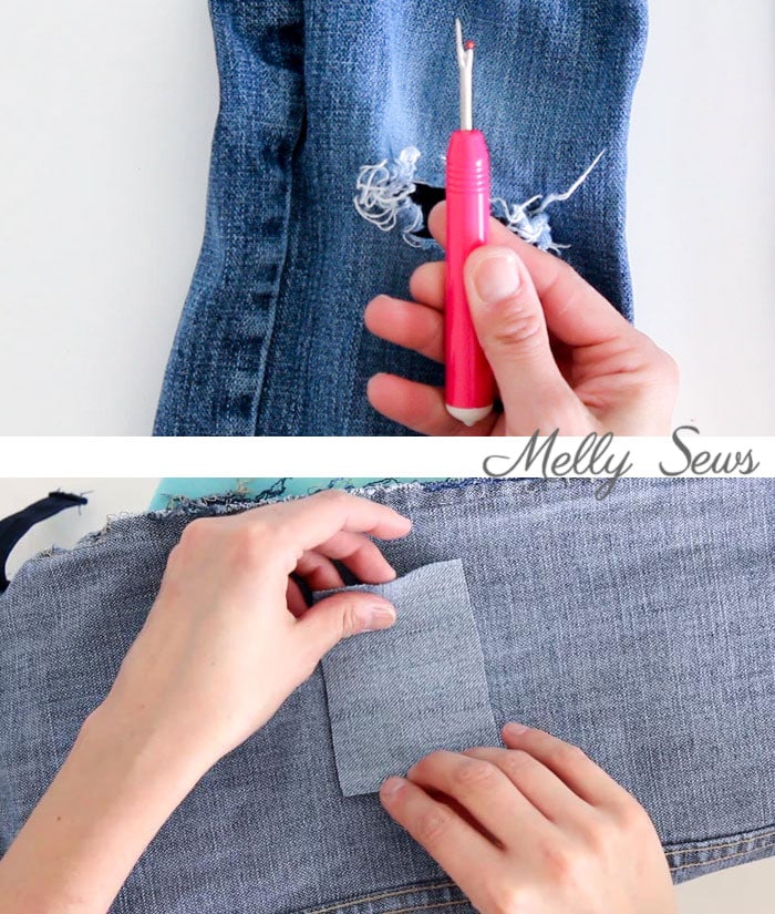 Step 1 - How to patch jeans - a DIY sewing tutorial with video from Melly Sews