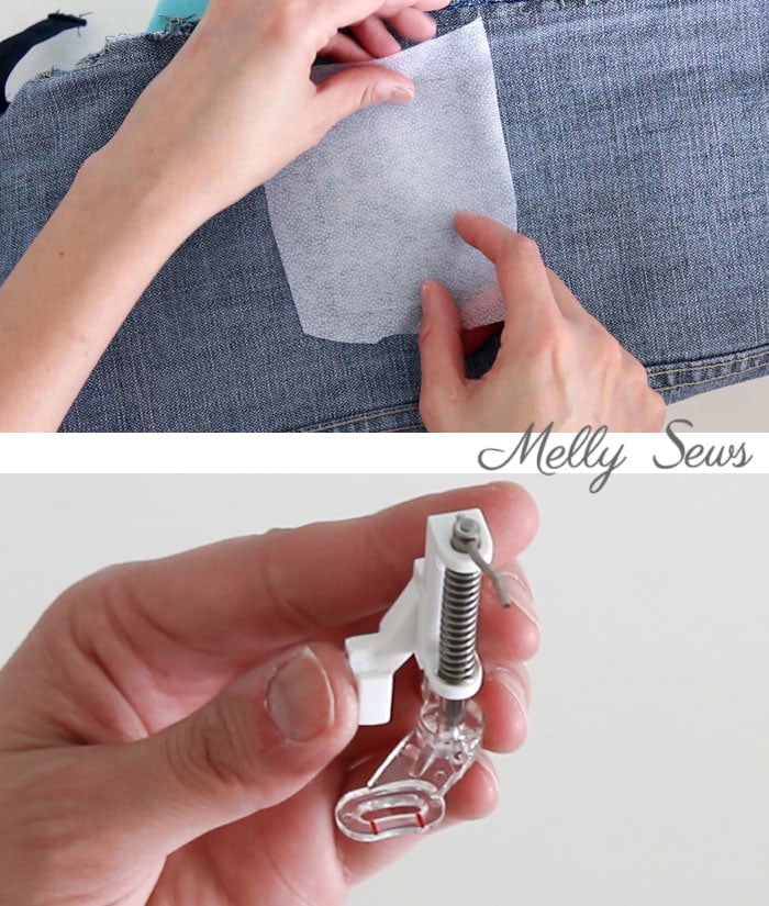 Step 2 - How to patch jeans - a DIY sewing tutorial with video from Melly Sews