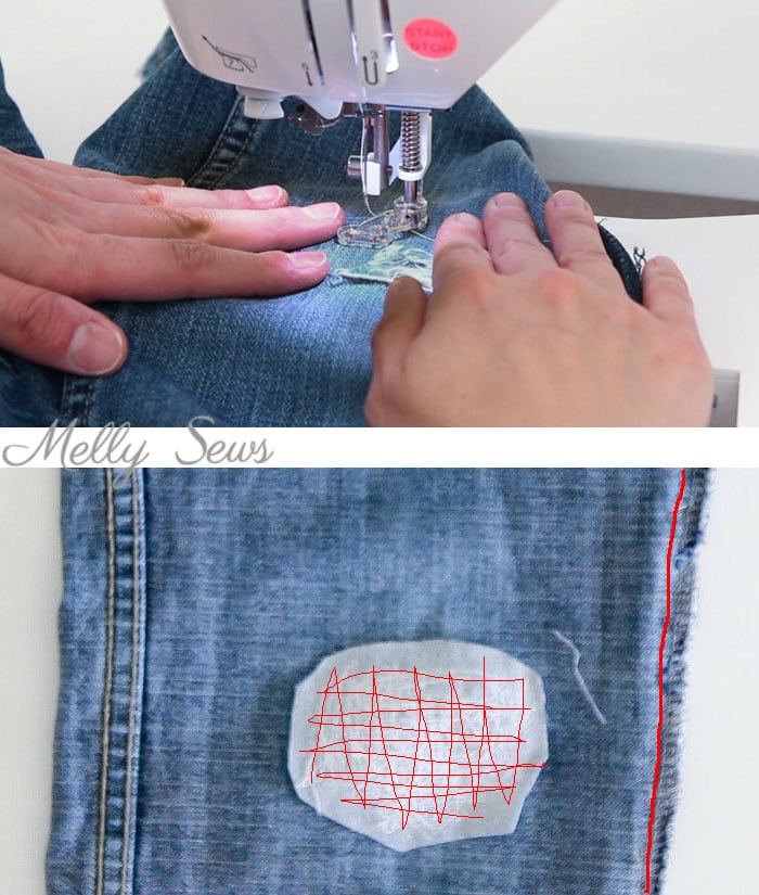 Step 3 - How to patch jeans - a DIY sewing tutorial with video from Melly Sews