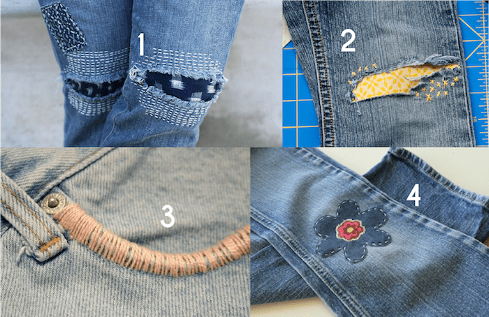 Creative Jeans Mending with Embroidery - inspiration from Melly Sews