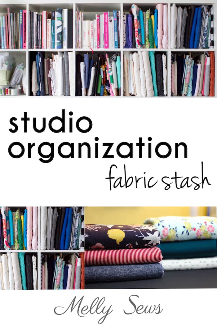 Sewing Studio Organization Tips for your fabric stash from Melly Sews