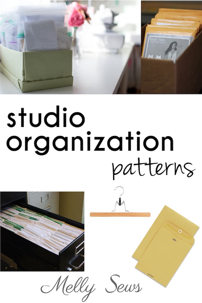 Sewing Studio Organization - pattern storage tips and tricks from Melly Sews