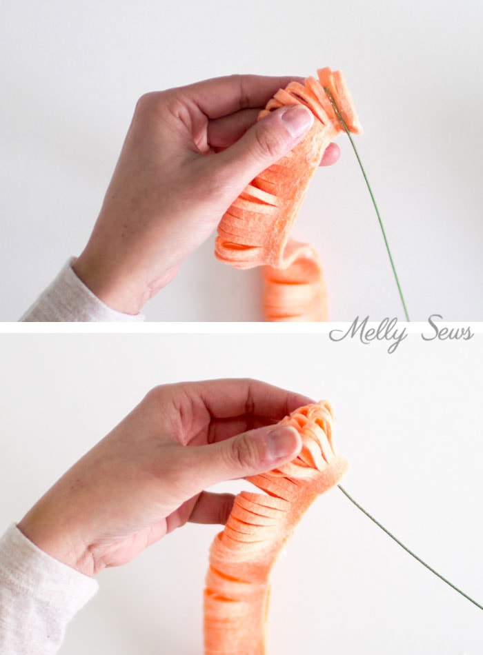 Step 3 - How to make a felt chrysanthemum - felt flower tutorial by Melly Sews