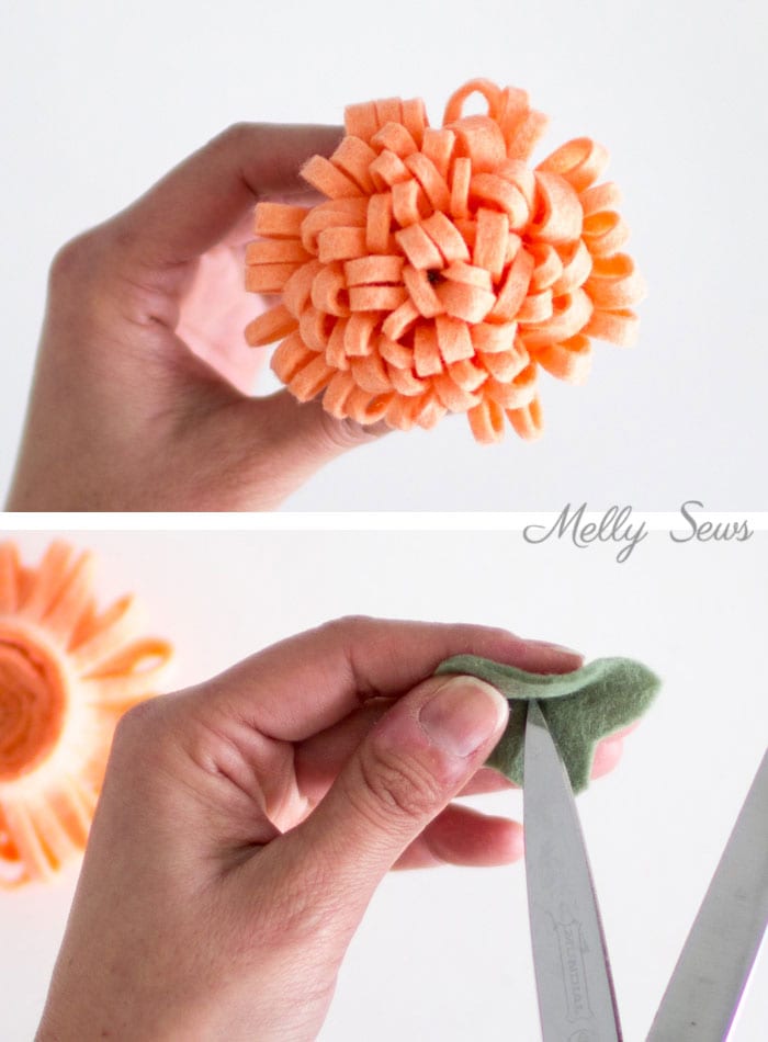 Step 4 - How to make a felt chrysanthemum - felt flower tutorial by Melly Sews