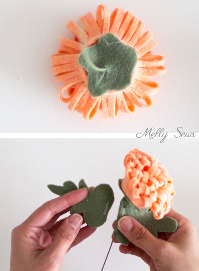 Step 5 - How to make a felt chrysanthemum - felt flower tutorial by Melly Sews