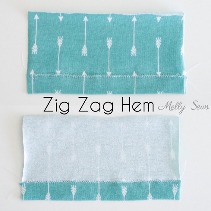 Zig Zag Stretch Hem - How to sew a knit hem - 5 different ways to sew a knit hem, 4 with a regular sewing machine - tutorial with video by Melly Sews 
