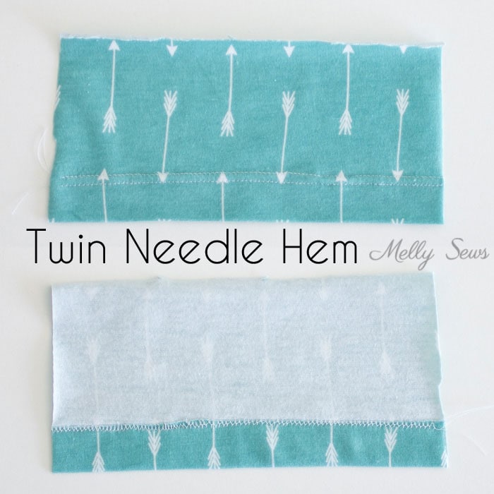 Twin Needle Hem - How to sew a knit hem - 5 different ways to sew a knit hem, 4 with a regular sewing machine - tutorial with video by Melly Sews 