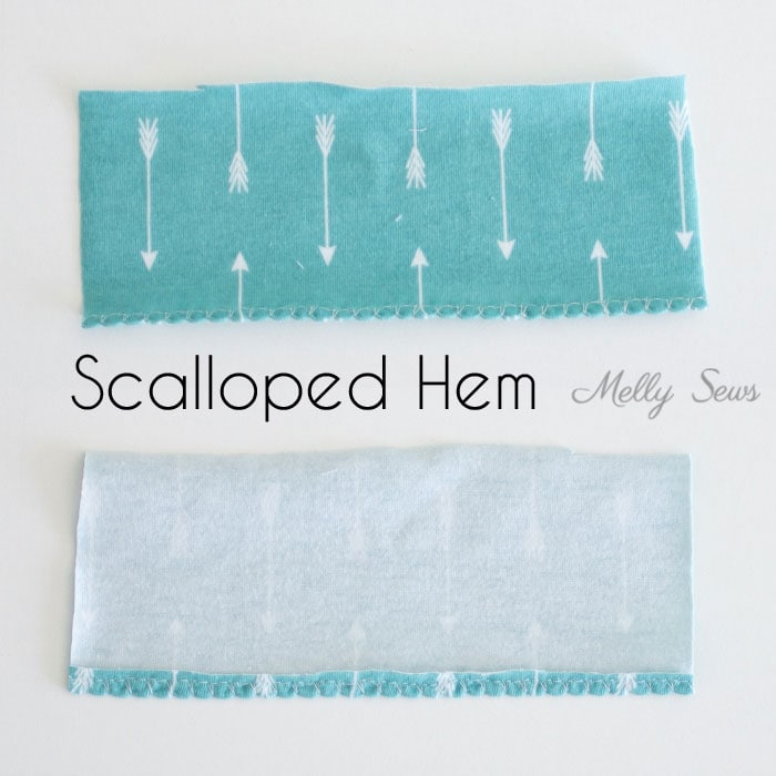 Scalloped hem - How to sew a knit hem - 5 different ways to sew a knit hem, 4 with a regular sewing machine - tutorial with video by Melly Sews 