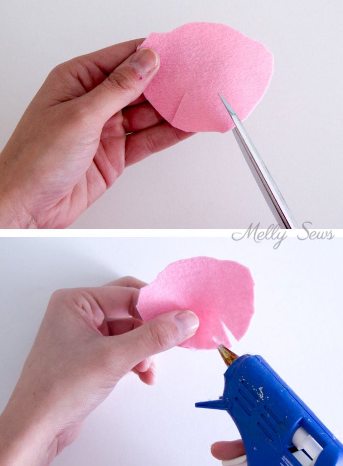 Step 2 - How to make a felt peony - felt flower tutorial by Melly Sews