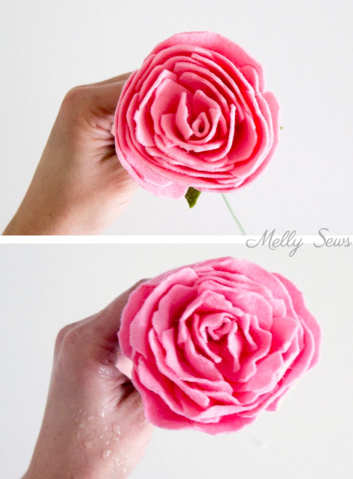 Step 7 - How to make a felt peony - felt flower tutorial by Melly Sews