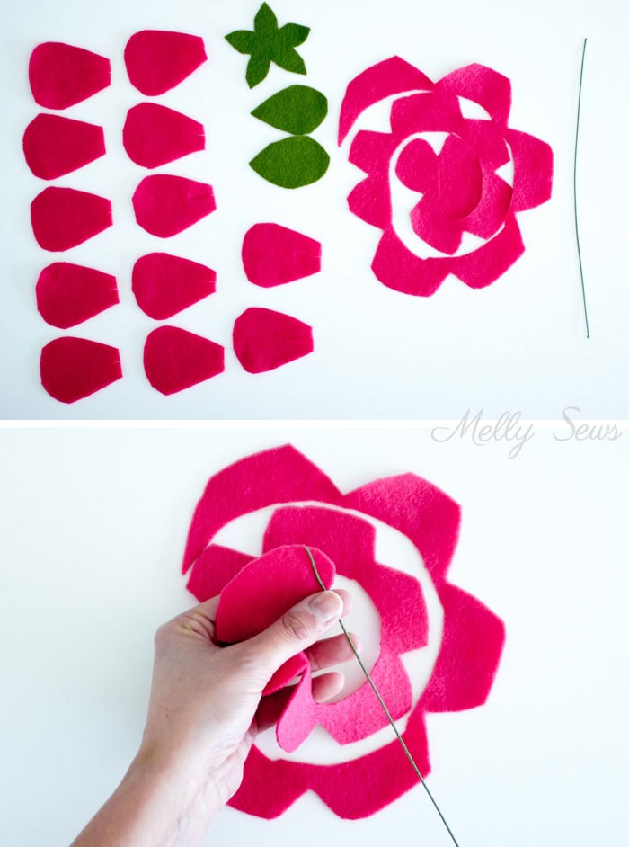 Step 1 - How to make a felt rose - felt flower tutorial by Melly Sews 