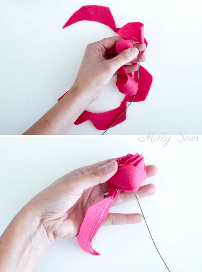 Step 2 - How to make a felt rose - felt flower tutorial by Melly Sews 