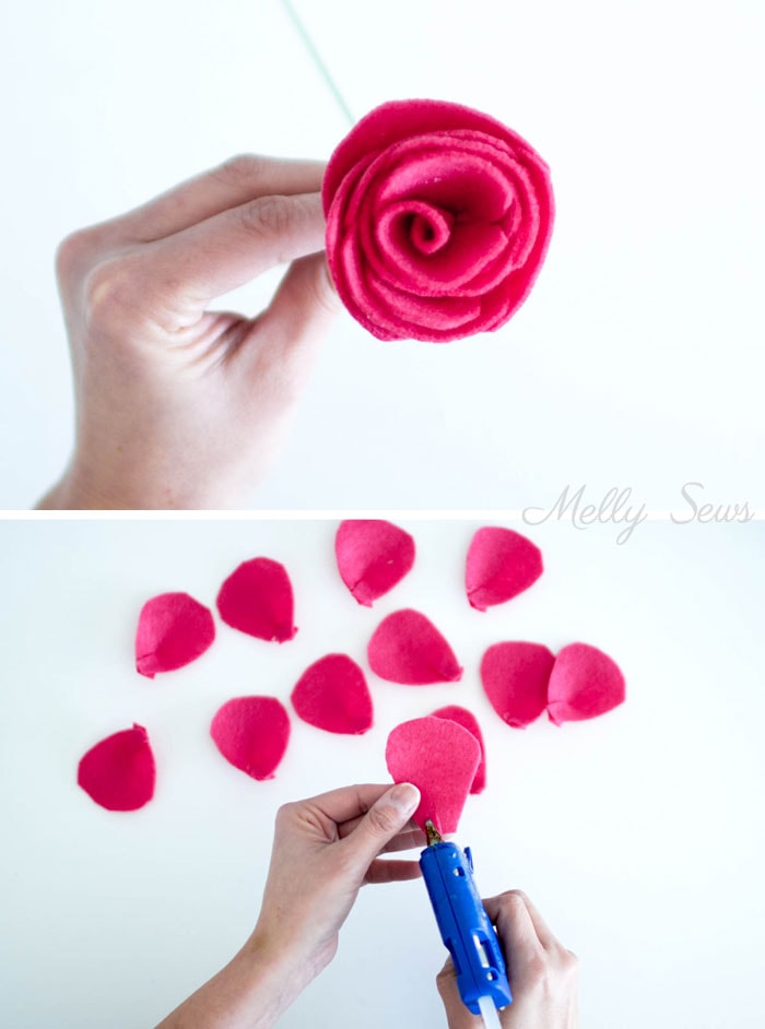 Step 3 - How to make a felt rose - felt flower tutorial by Melly Sews 