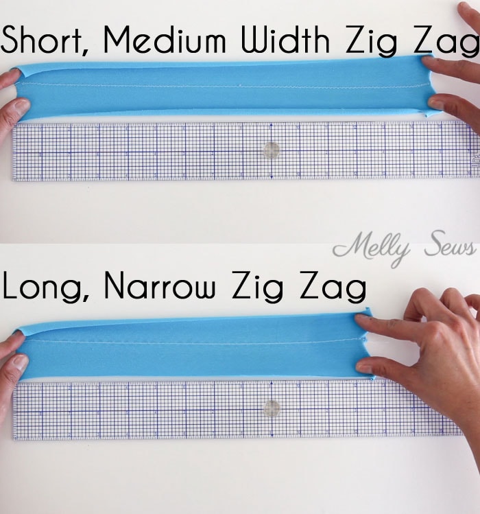 Zig Zag Stitches stretch percentages compared. 