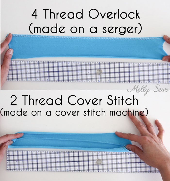 Overlock or 2 Thread Cover Stitches - Types of stitches used to sew knits - sewing with knits - Melly Sews