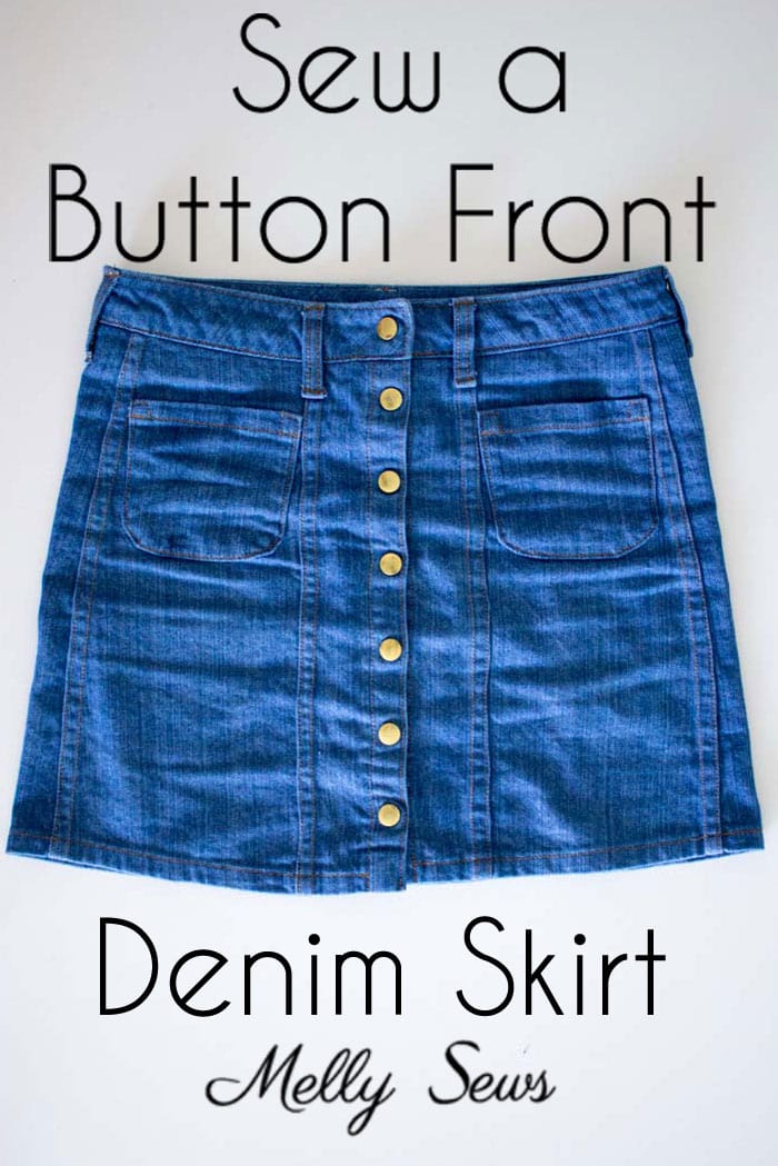 Sew a Button Up Denim Skirt - Full Tutorial for this skirt in any size by Melly Sews